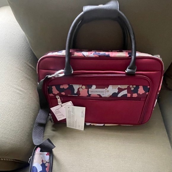 Samantha Brown Carry All Travel Bag BURGUNDY GEO CAMO nwt - Picture 3 of 12
